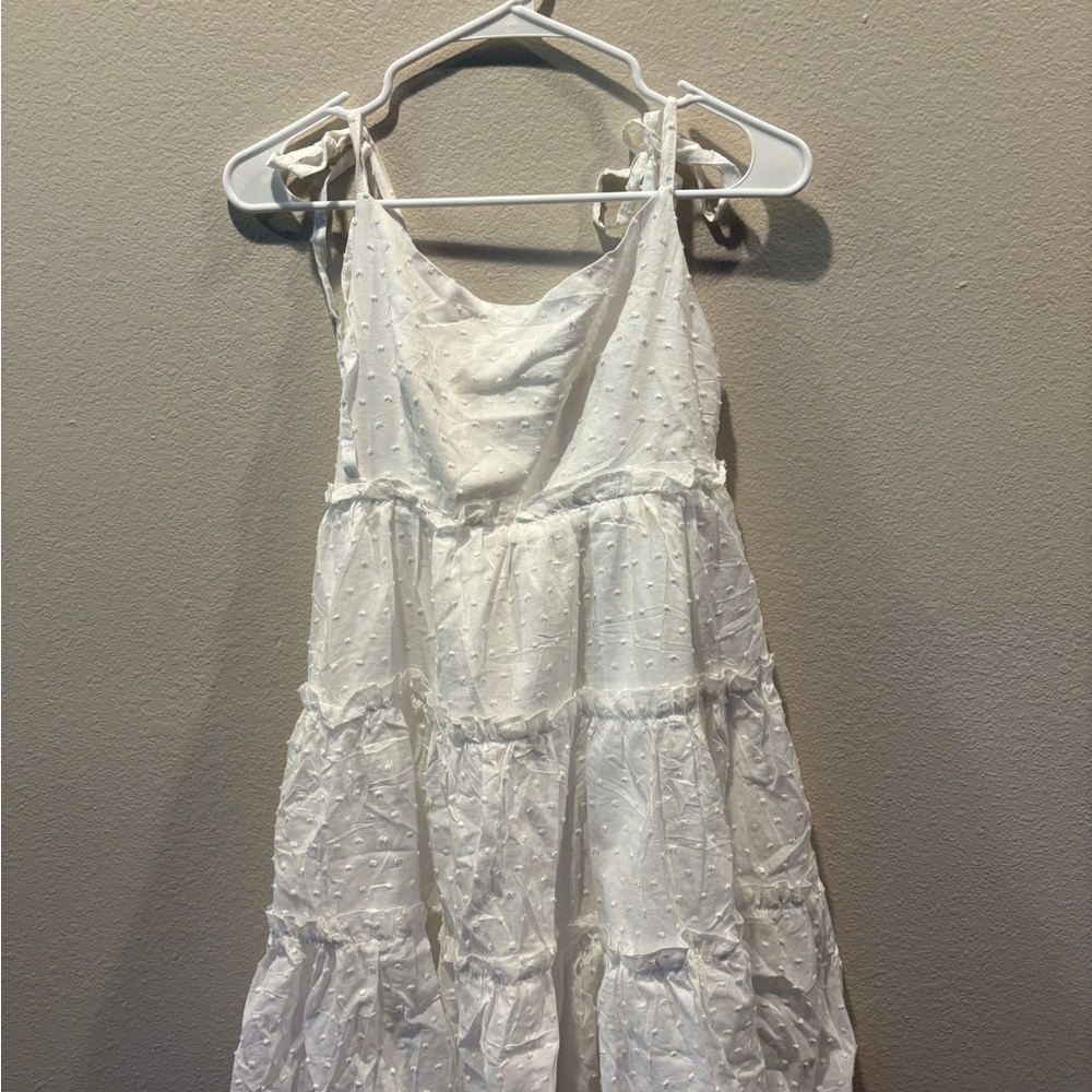 White Sleeveless Dress with Bow Straps